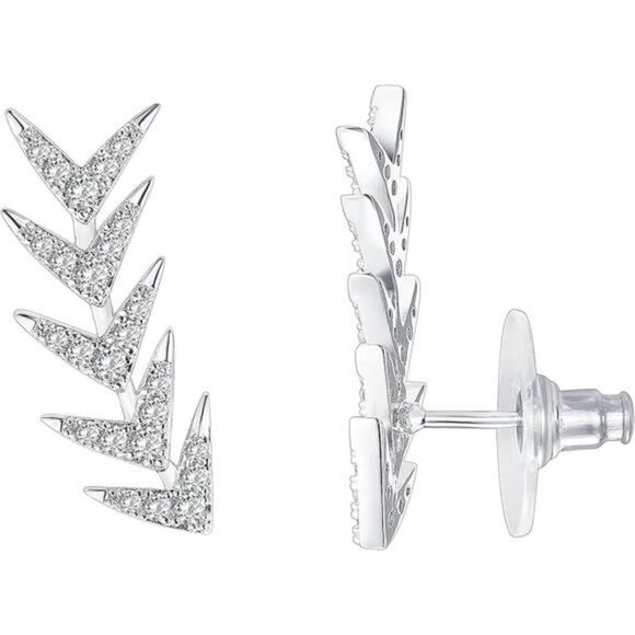 PAVOI 14K Gold Plated Cubic Zirconia Ear Crawler Earrings - Faux Diamond Arrow - Picture 6 of 6